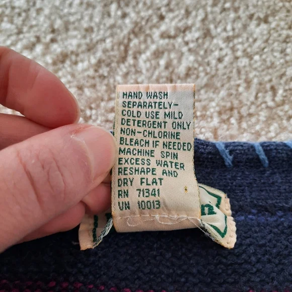 L.L. Bean Multicolor Stripe V-Neck Cardigan - Navy, Teal, Burgundy, Gold - Picture 7 of 9